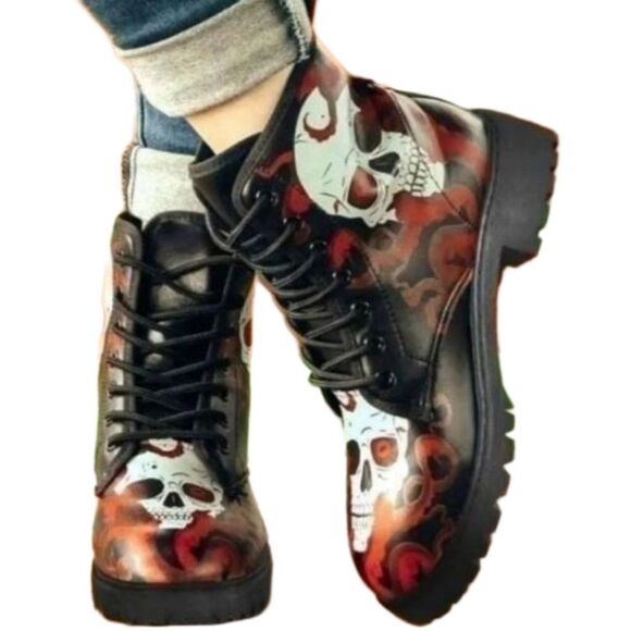 Ladie's punk rock combat boots sz 8 - Picture 1 of 8
